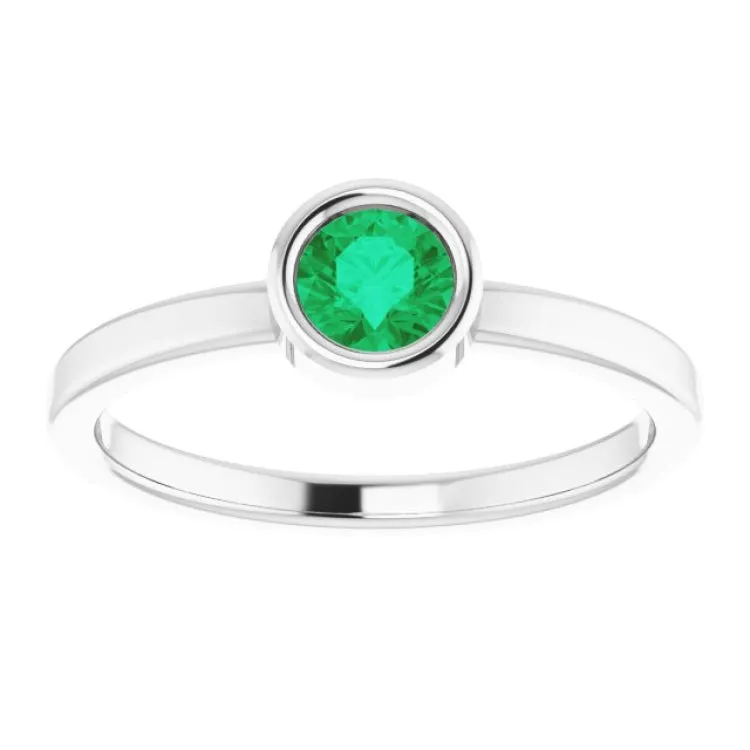 Platinum 4.5 mm Natural Emerald Ring