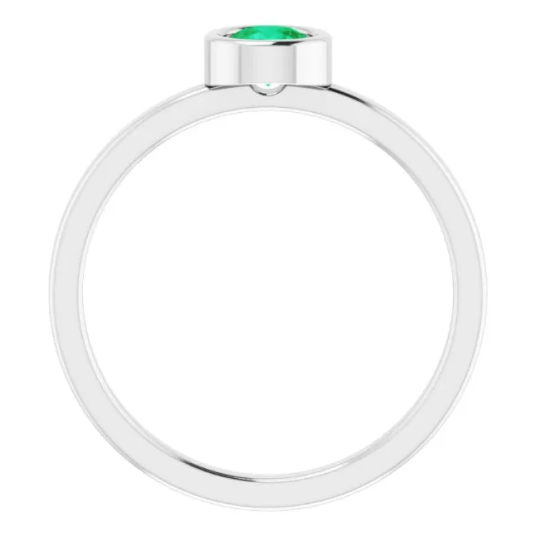 Platinum 4.5 mm Natural Emerald Ring