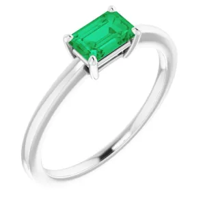 Platinum Lab-Grown Emerald Ring