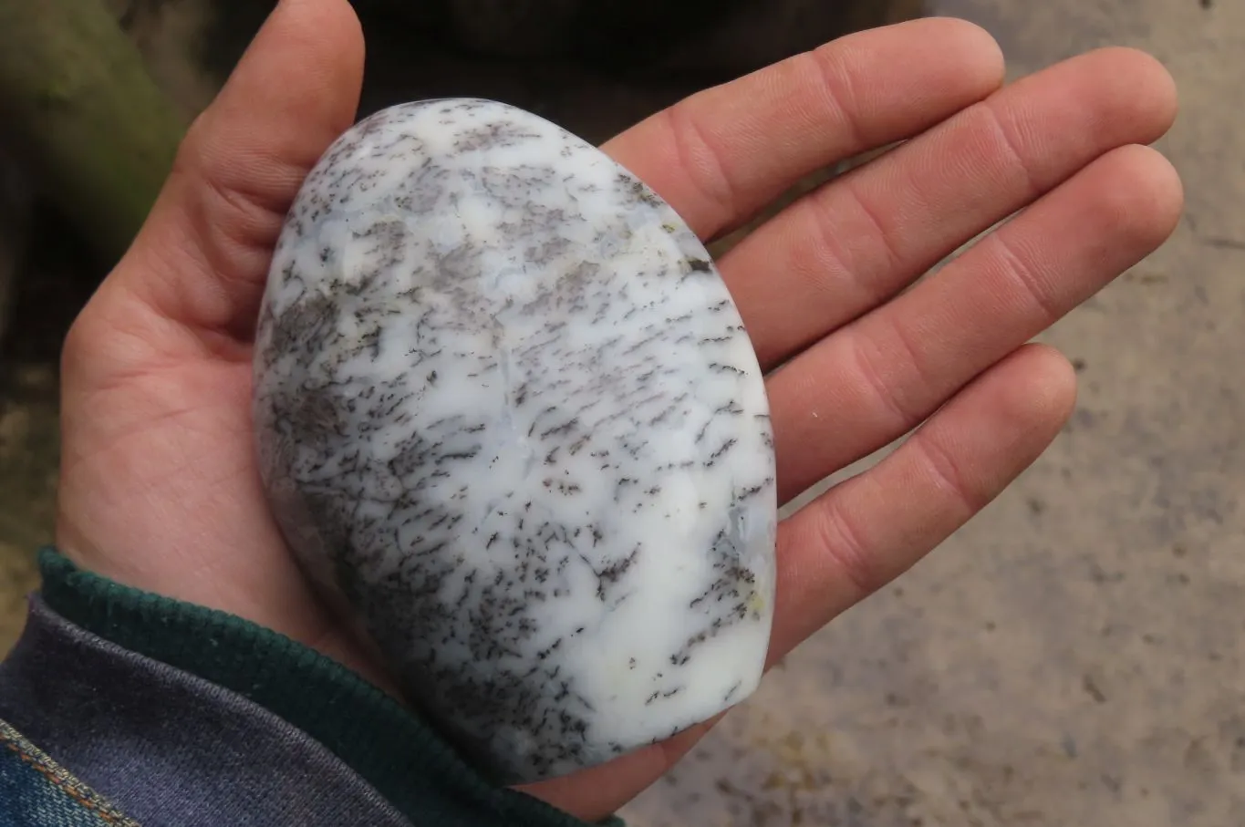 Polished Dendritic Opal Standing Free Forms x 3 From Moralambo, Madagascar