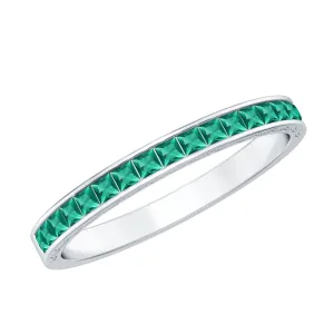 Princess Cut Lab Grown Emerald Half Eternity Ring