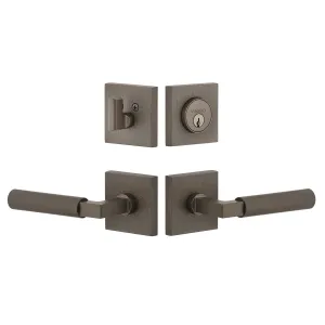 Quadrato Linen Rosette Entry Set with Contempo Lever in Titanium Gray