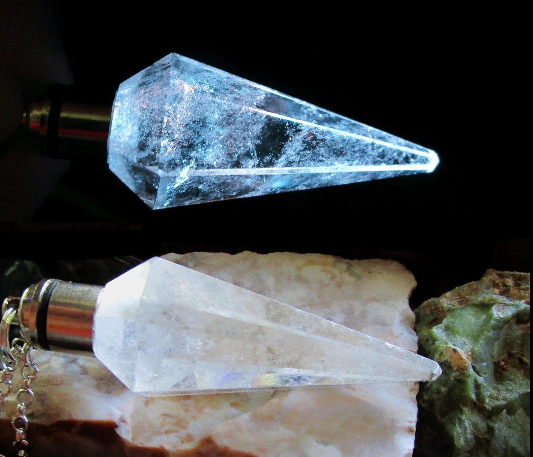 Quartz Crystal Color Change Light Up Pendulum Pendant Necklace