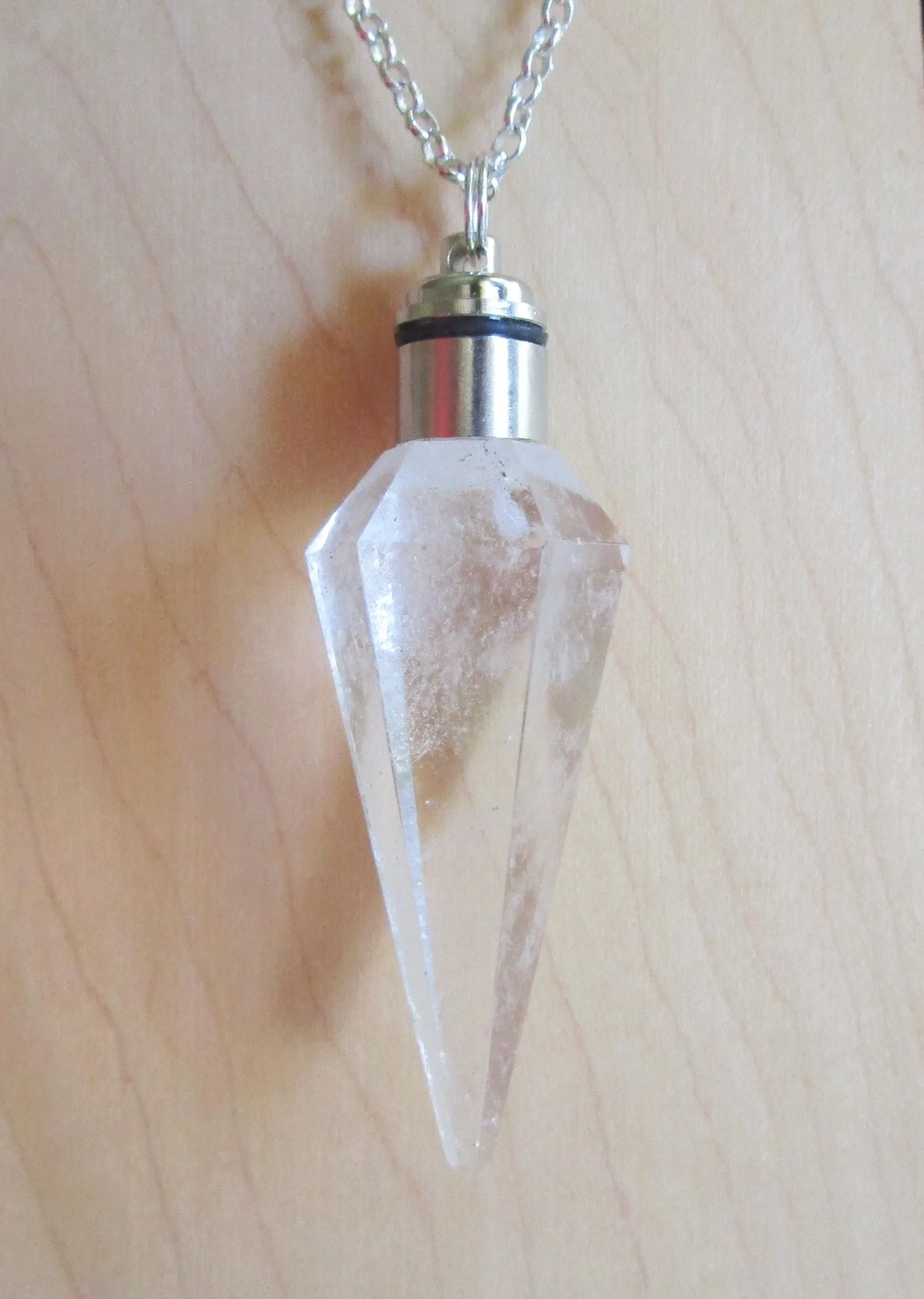 Quartz Crystal Color Change Light Up Pendulum Pendant Necklace