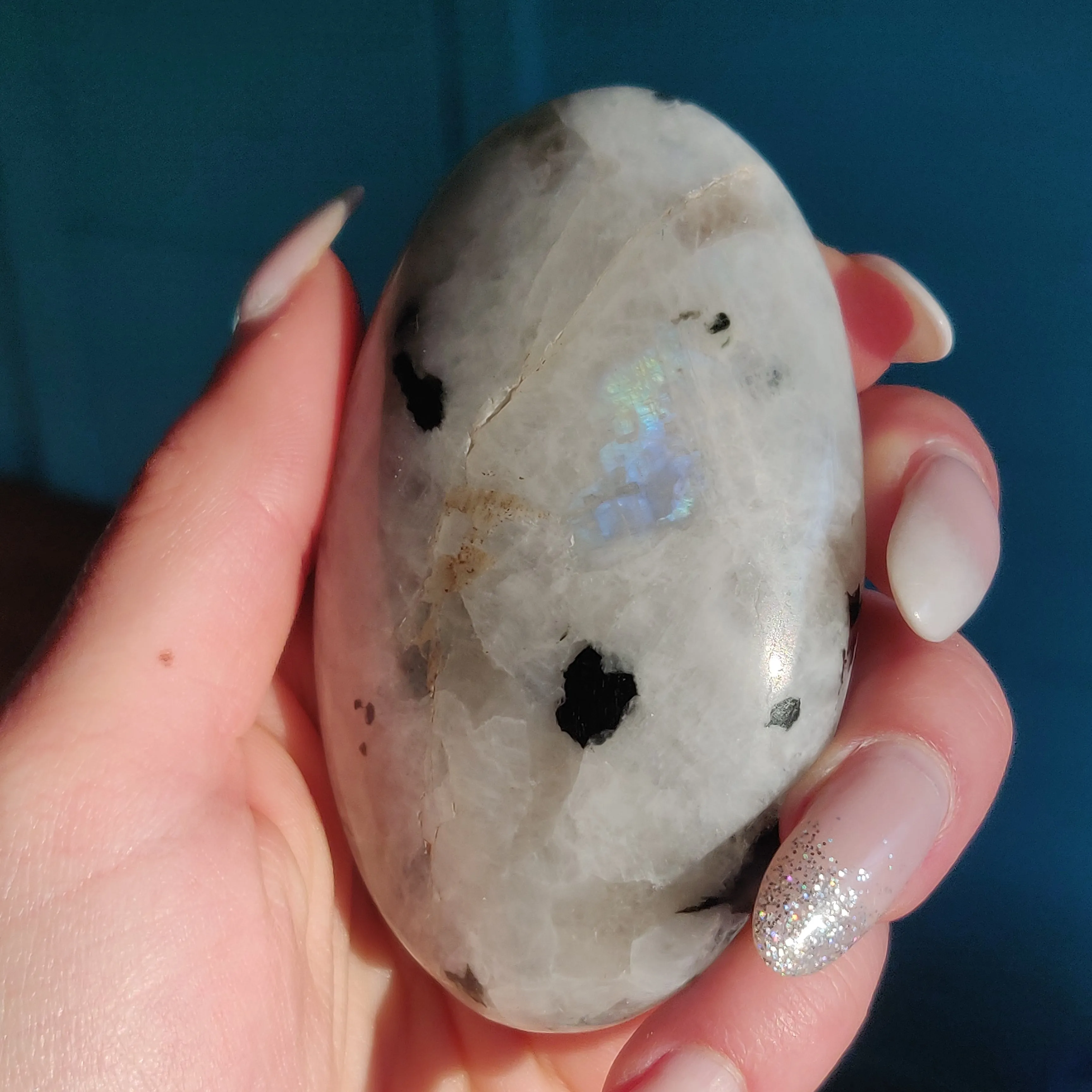 Rainbow Moonstone Palm Stone (#4)