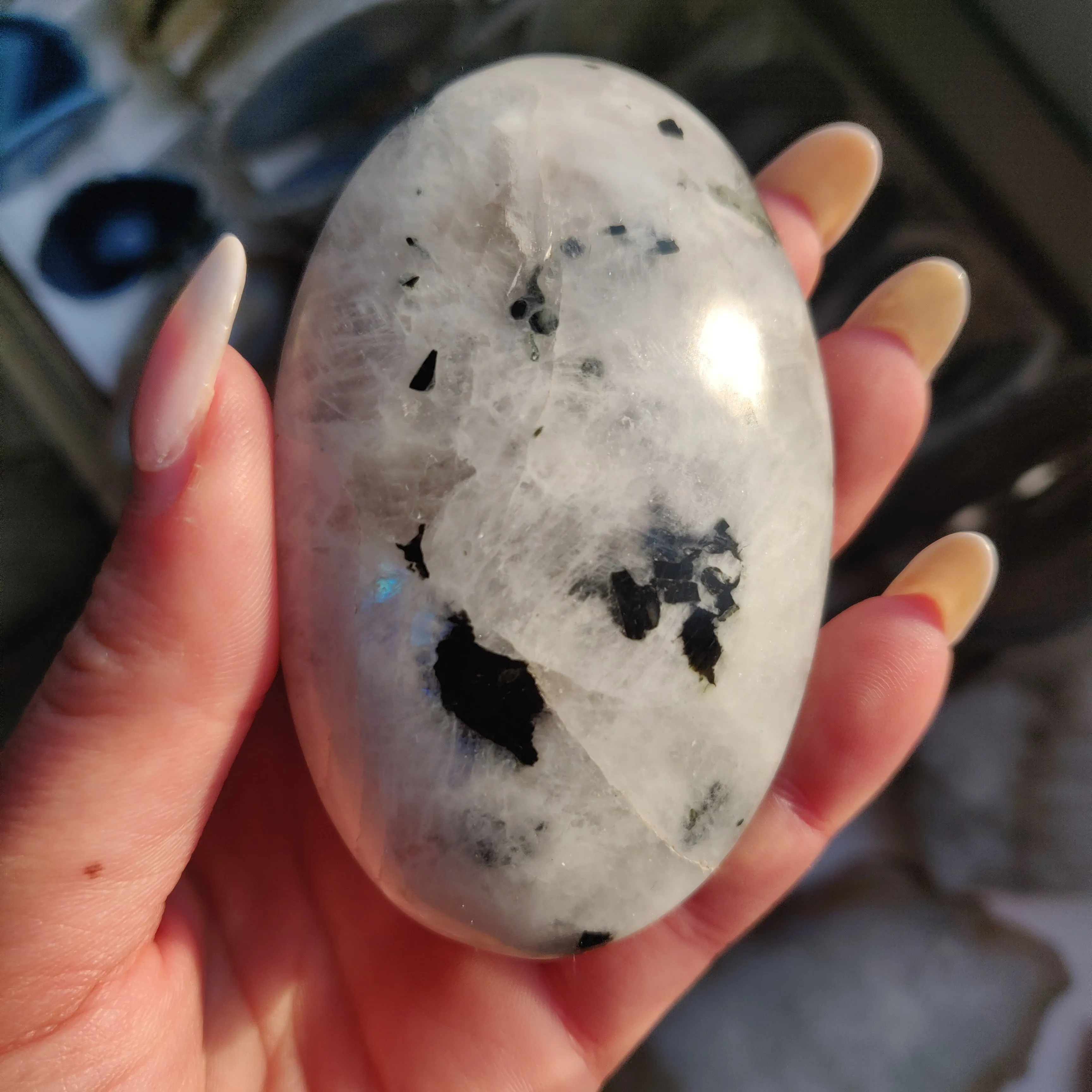 Rainbow Moonstone Palm Stone (#4)