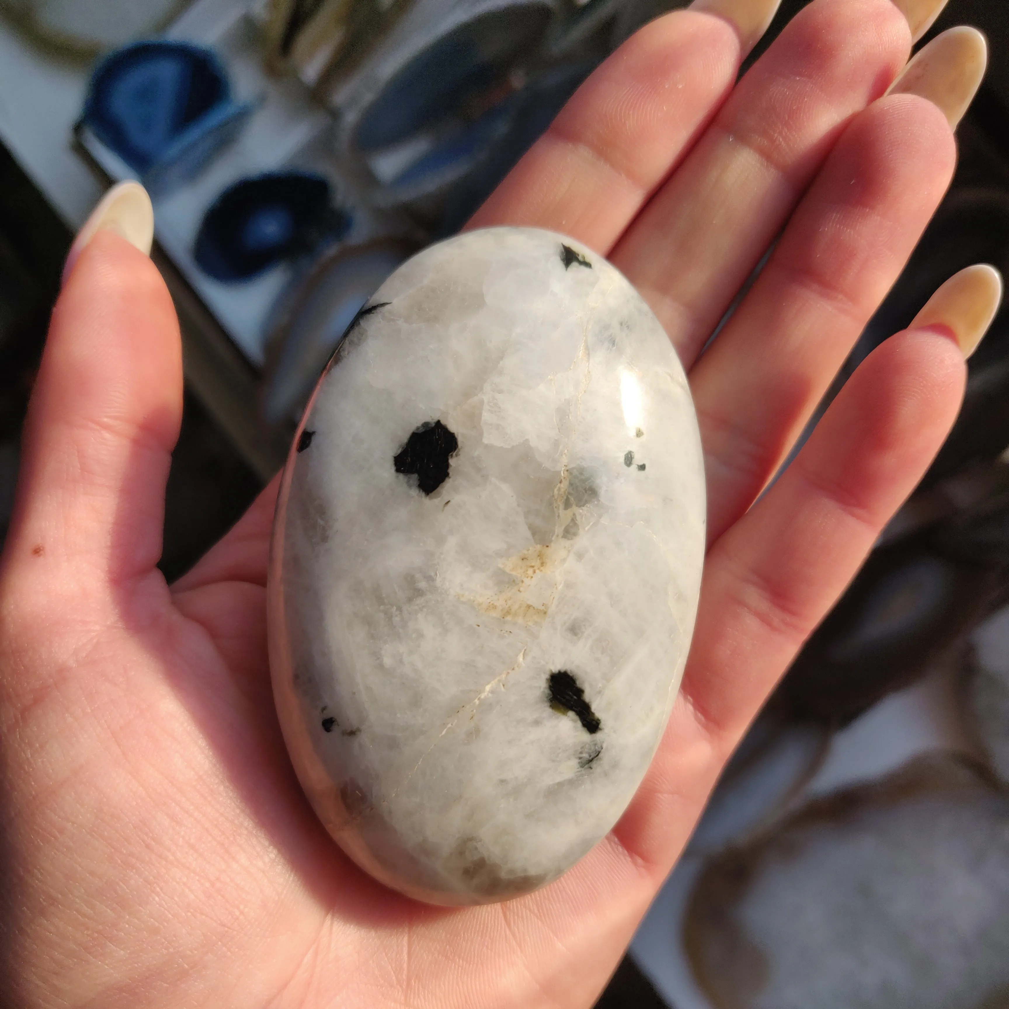 Rainbow Moonstone Palm Stone (#4)