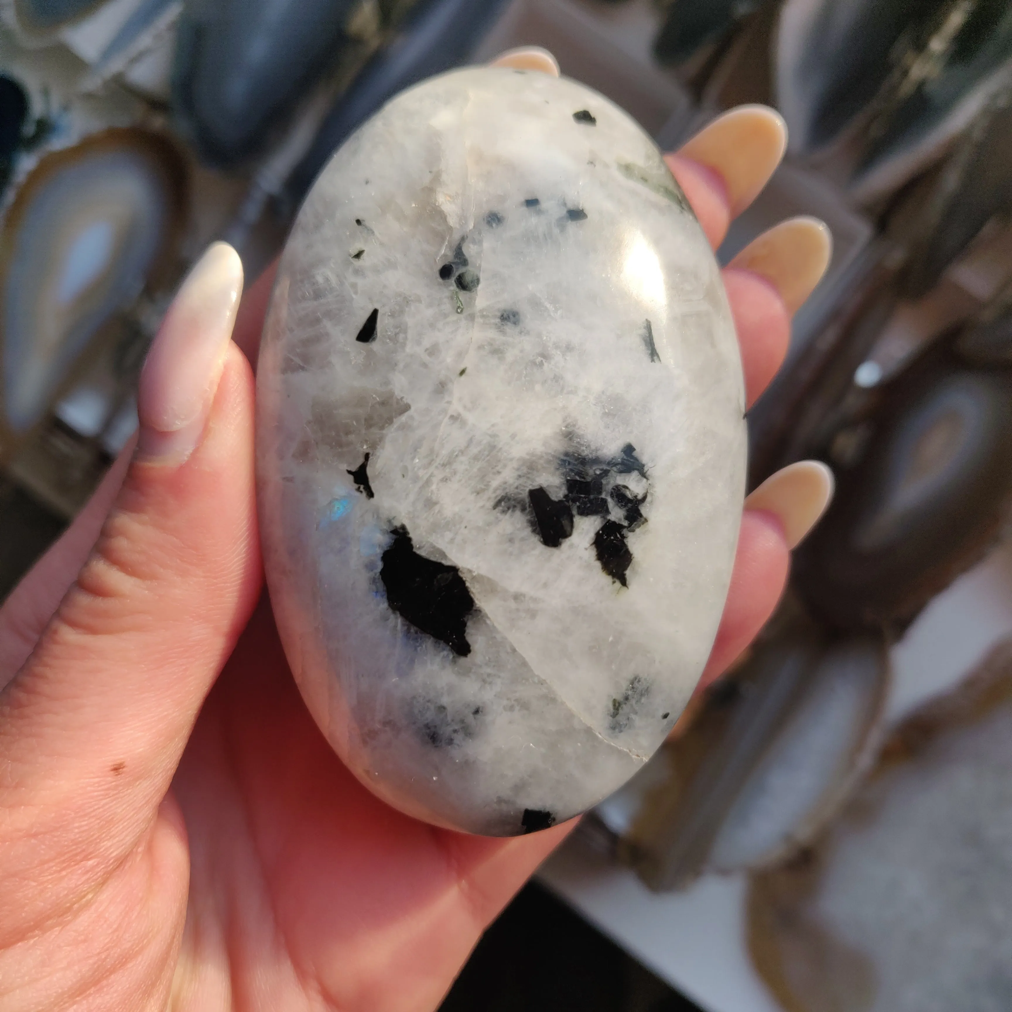 Rainbow Moonstone Palm Stone (#4)