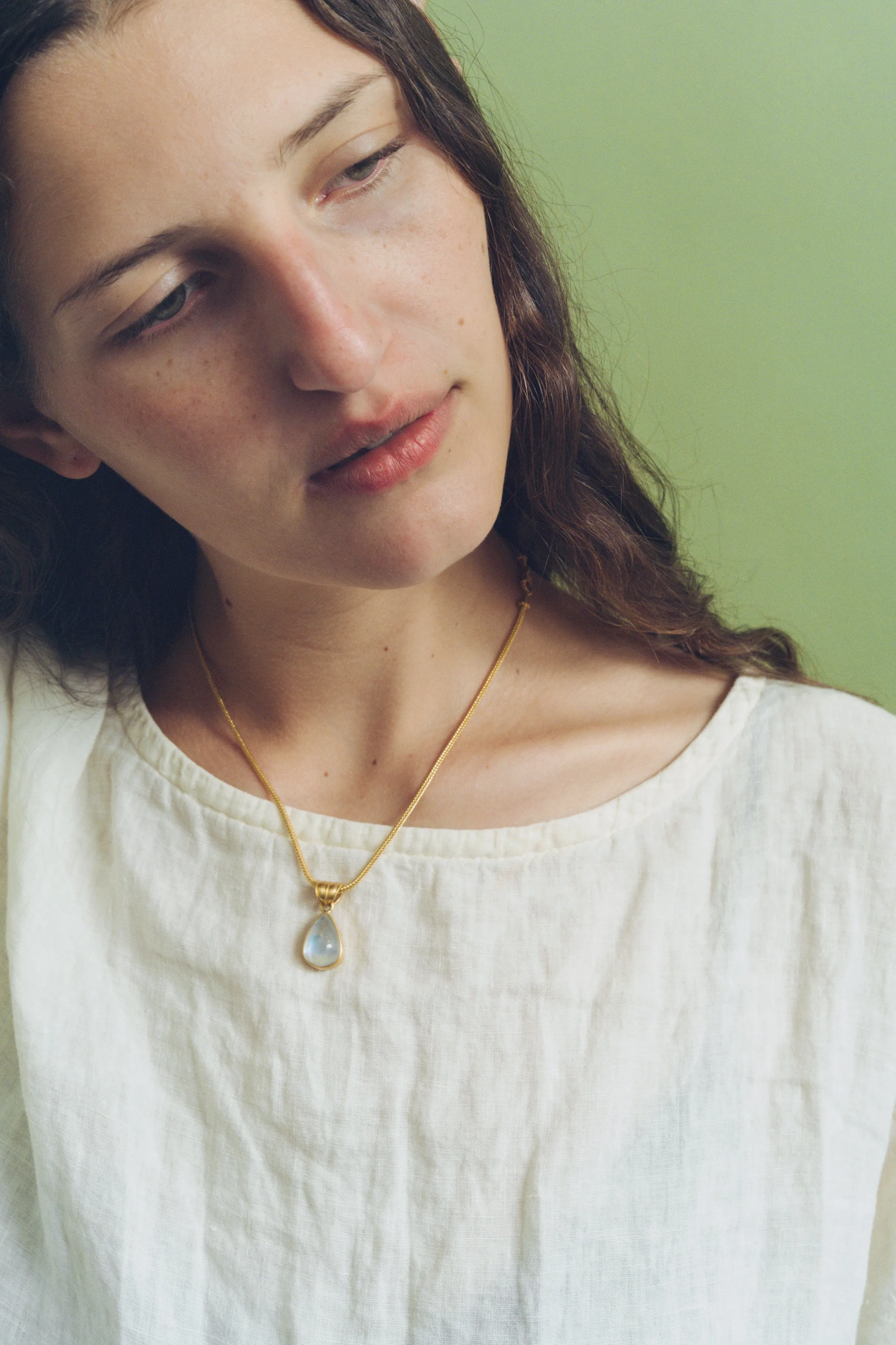 Rainbow Moonstone Tear Pendant