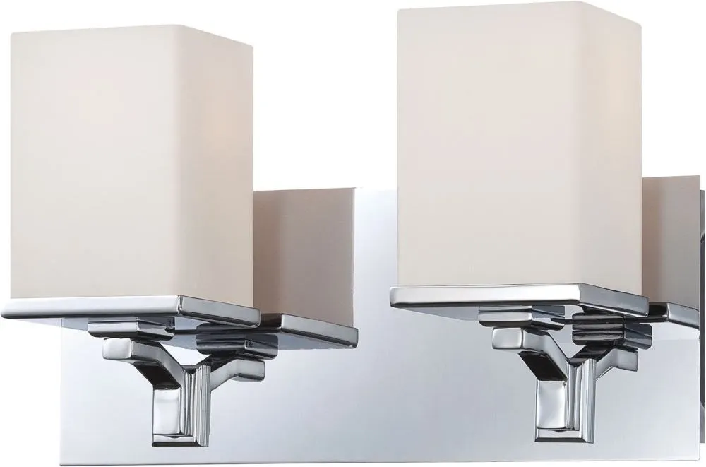 Ramp 2 Light Vanity In Chrome and White Opal Glass