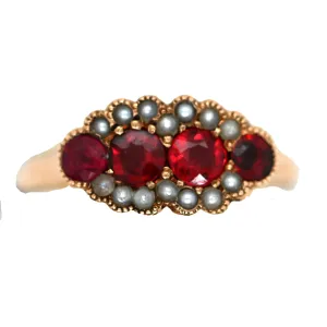 Rose Gold Seed Pearl & Aldandine Garnet Ring