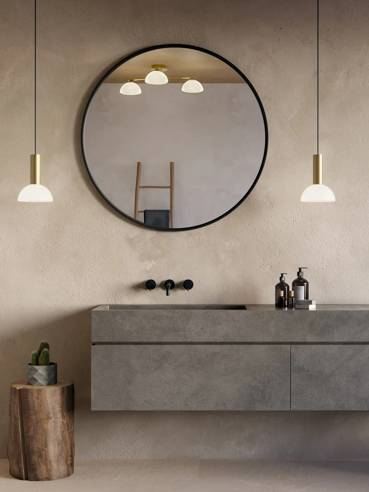 Silio - 1 light brushed brass and opal pendant