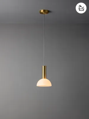 Silio - 1 light brushed brass and opal pendant