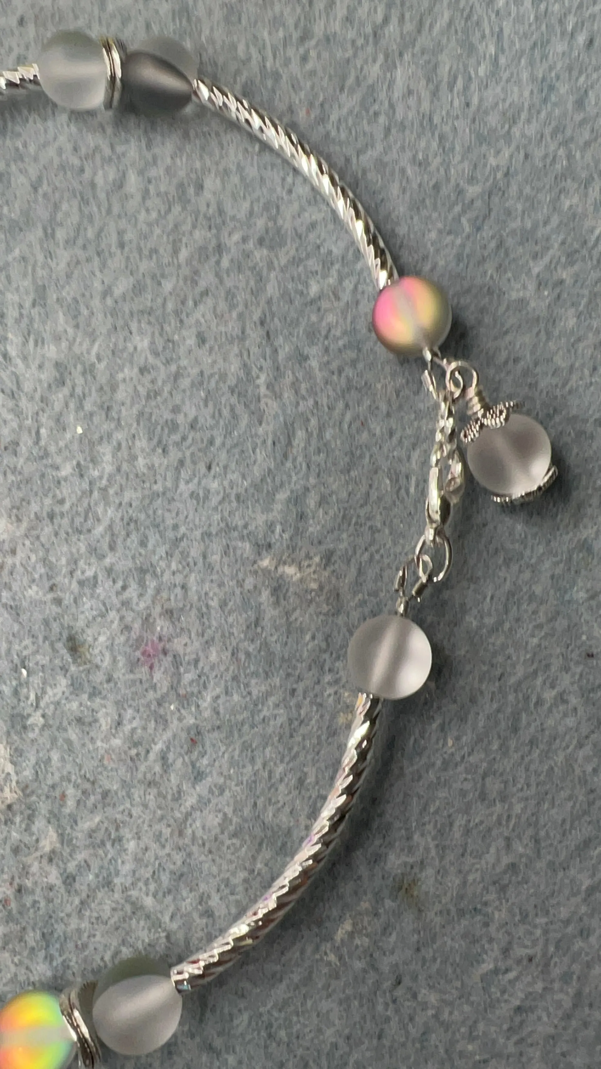 Silver Tube with Moonstone Anklet