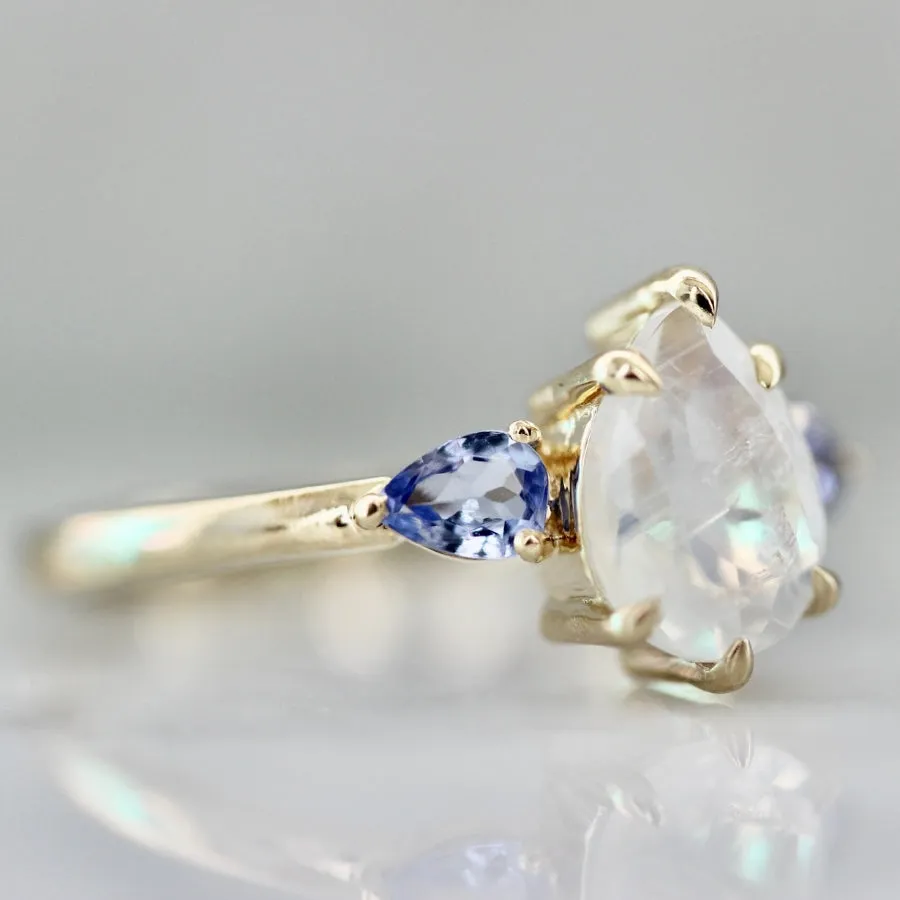 Snowdrop Pear Cut Moonstone Ring