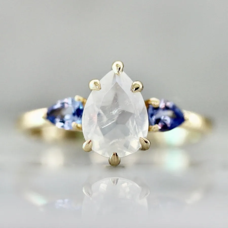 Snowdrop Pear Cut Moonstone Ring