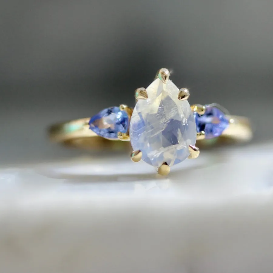 Snowdrop Pear Cut Moonstone Ring