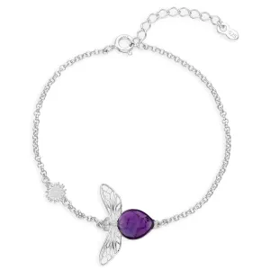 Sterling Silver Amethyst Bumblebee Bracelet