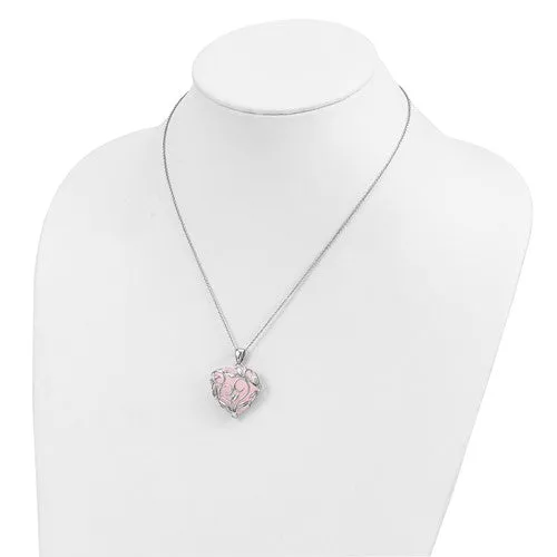 Sterling Silver & Rose Quartz Generous Heart 18in Necklace