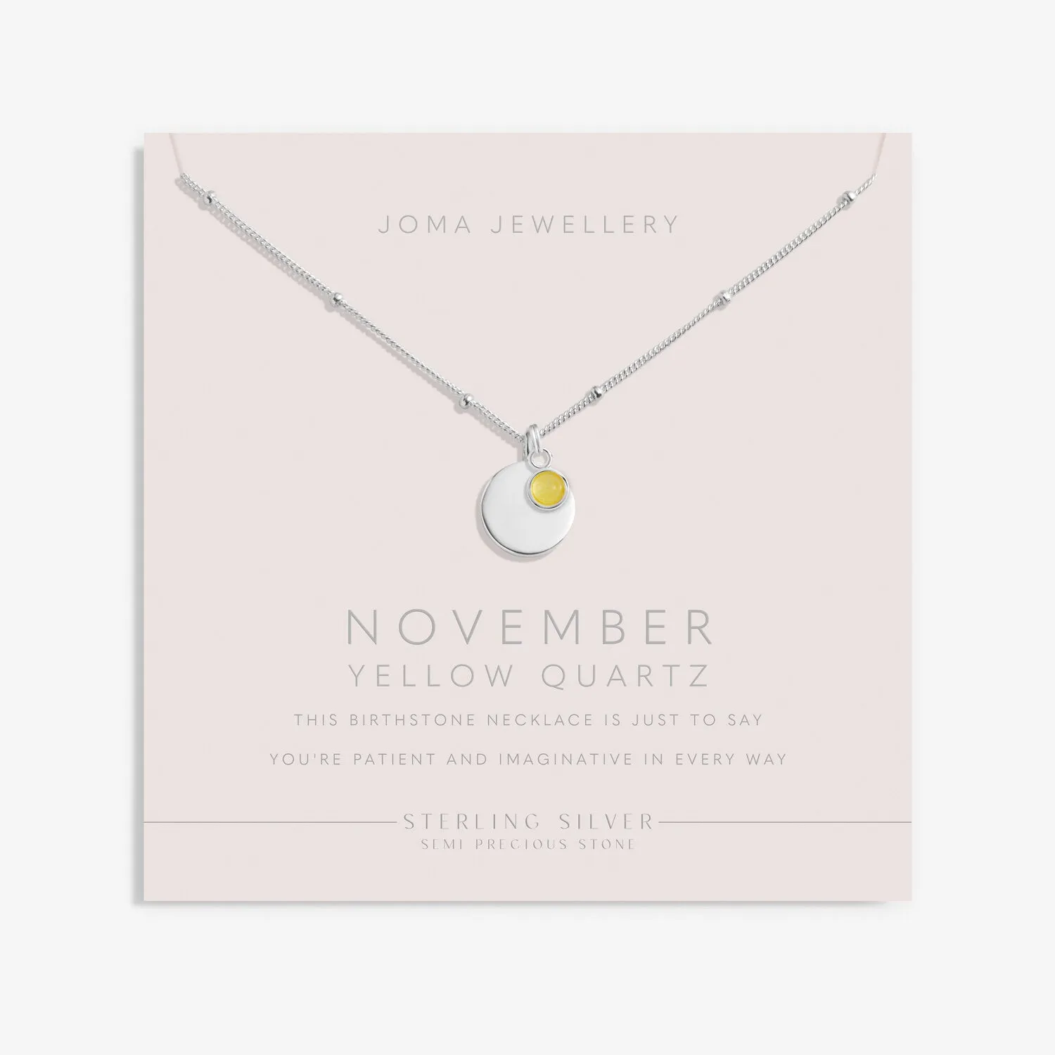 Sterling Silver Birthstone A Little November Necklace JJS0080