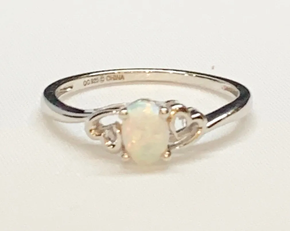 Sterling Silver Created Opal Ring