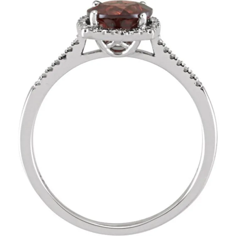 Sterling Silver Natural Mozambique Garnet & .01 CTW Natural Diamond Ring