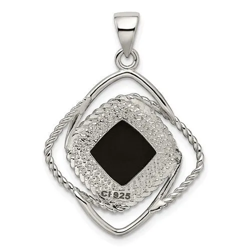 Sterling Silver Square Onyx Pendant