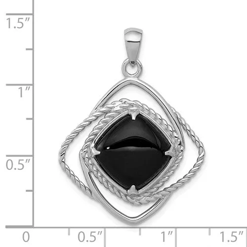 Sterling Silver Square Onyx Pendant