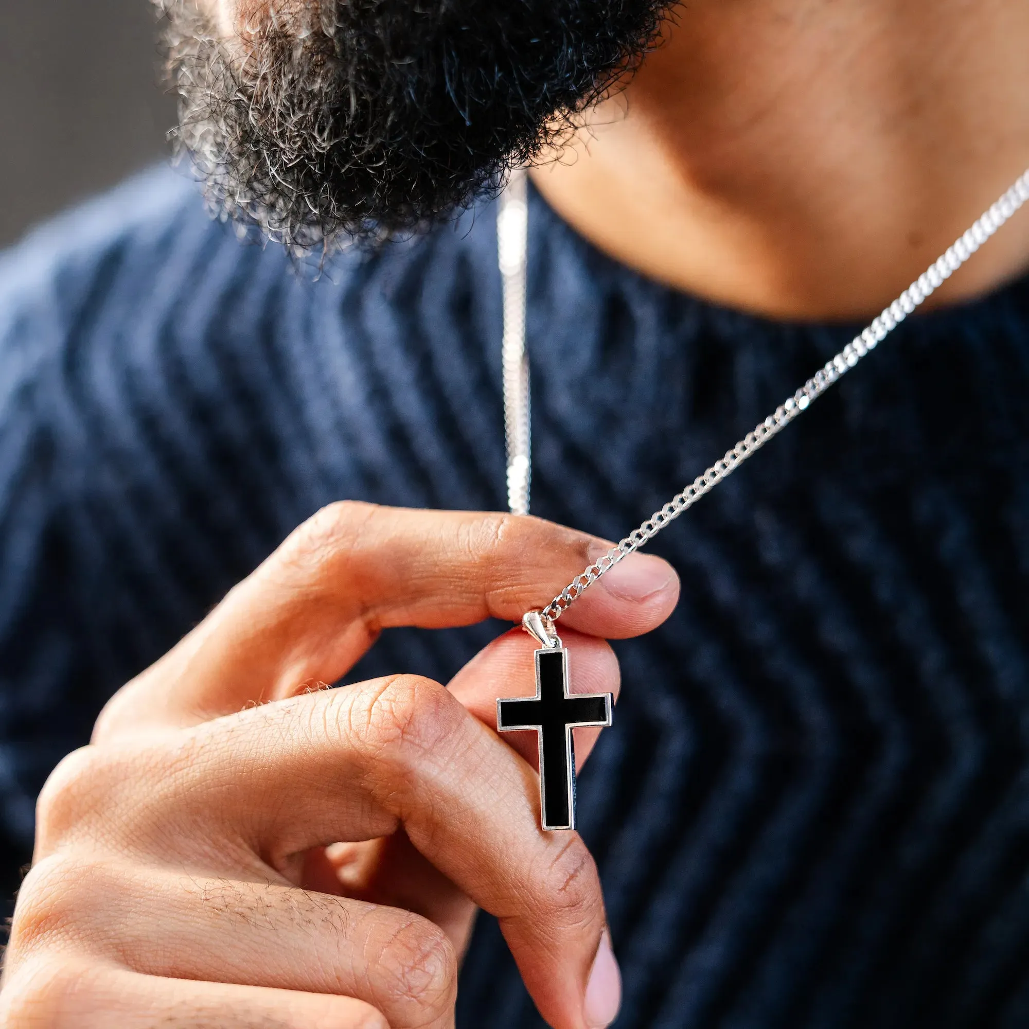 Stone Cross (Large) - Black Onyx