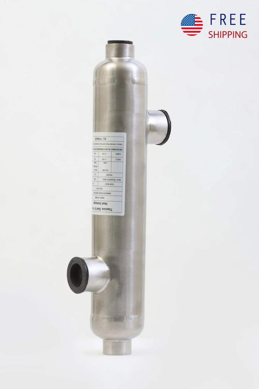 Swimming Pool Heat Exchanger - 1200K Titanium Opposite Side 2 1/2" & 2" FPT