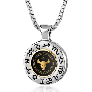 Taurus Gift for Women or Men | Silver Zodiac Sign Necklace