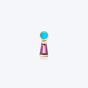 The Garnet Keyhole Stud with Turquoise