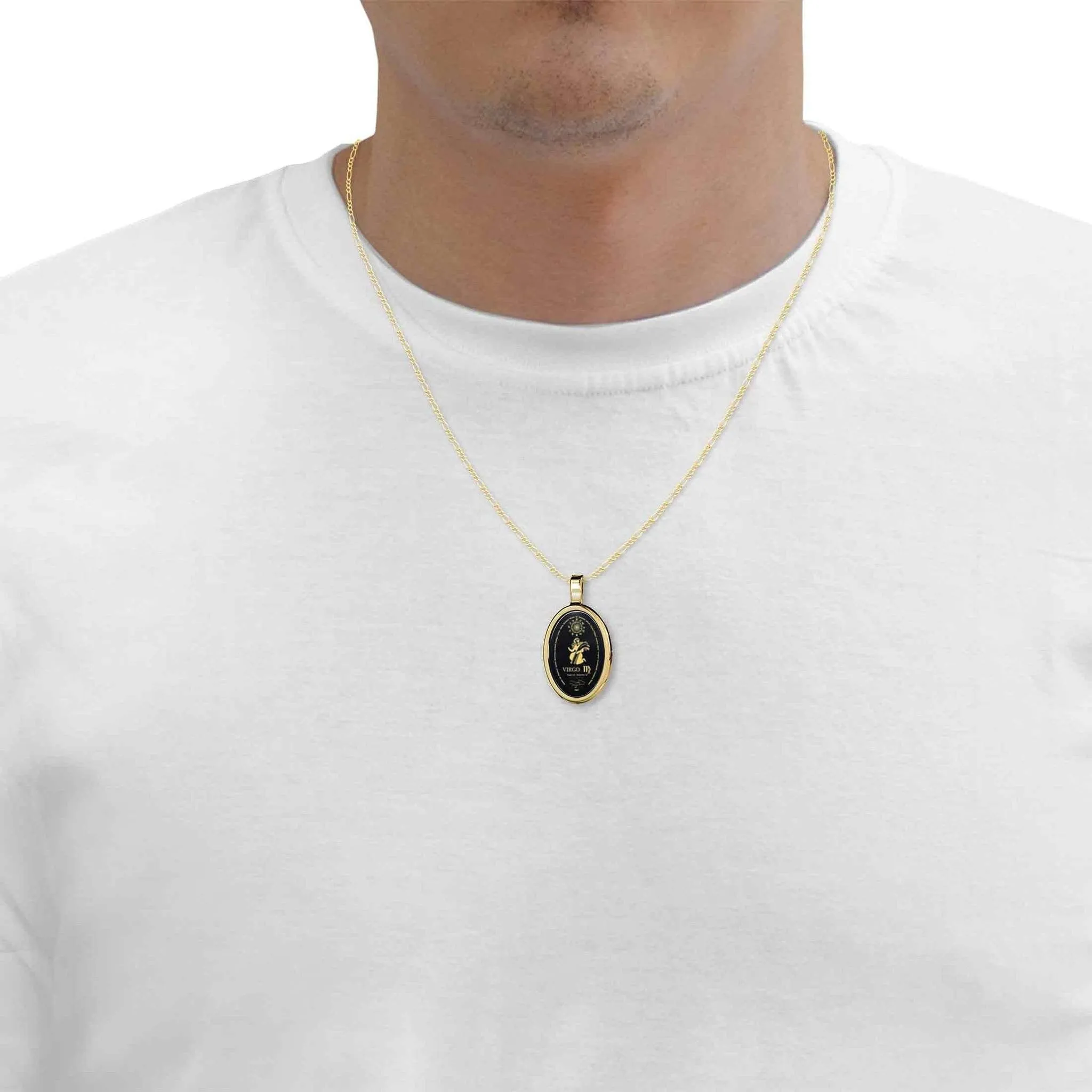 The World of Virgo, 14k Gold Necklace, Onyx