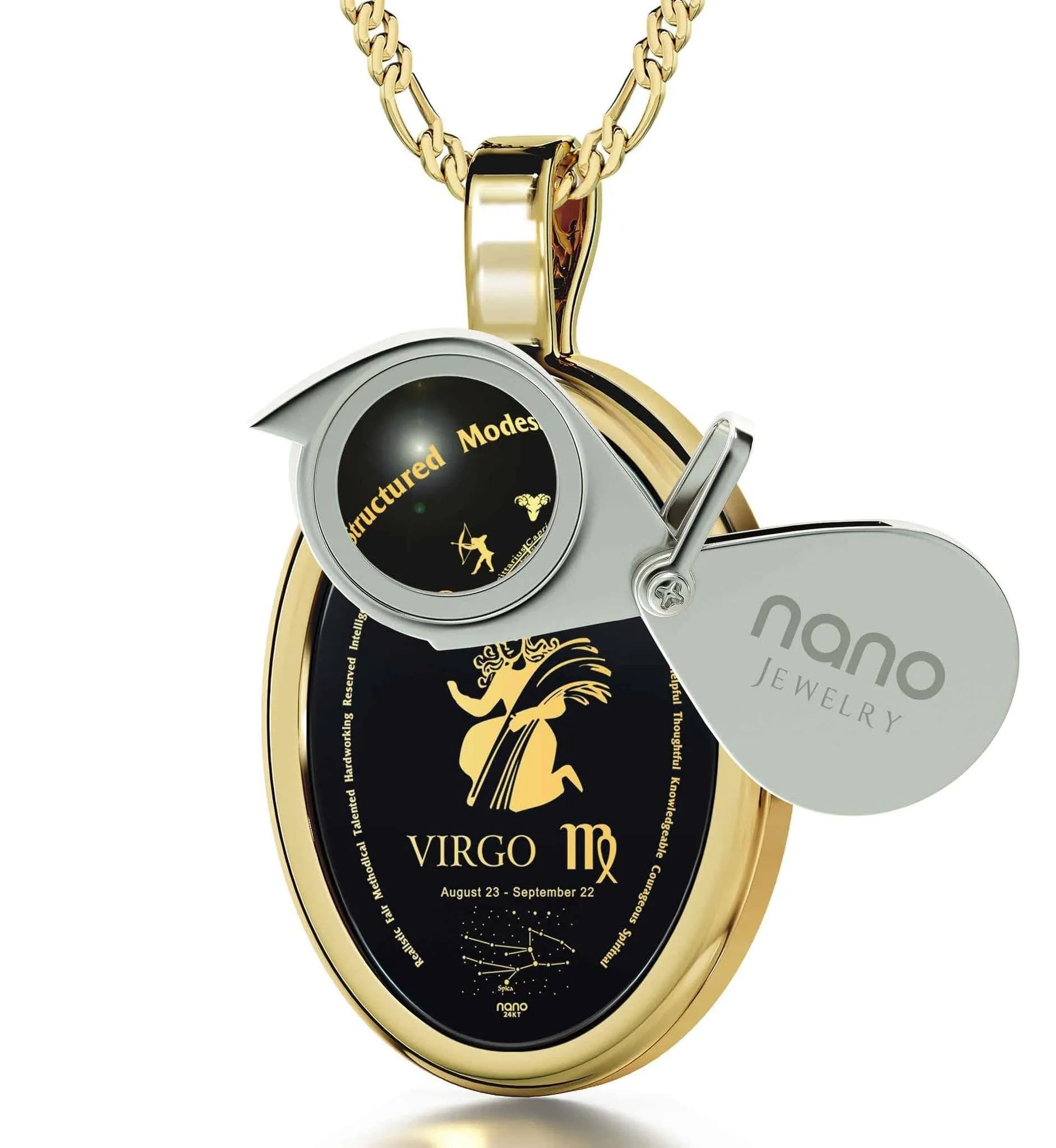 The World of Virgo, 14k Gold Necklace, Onyx