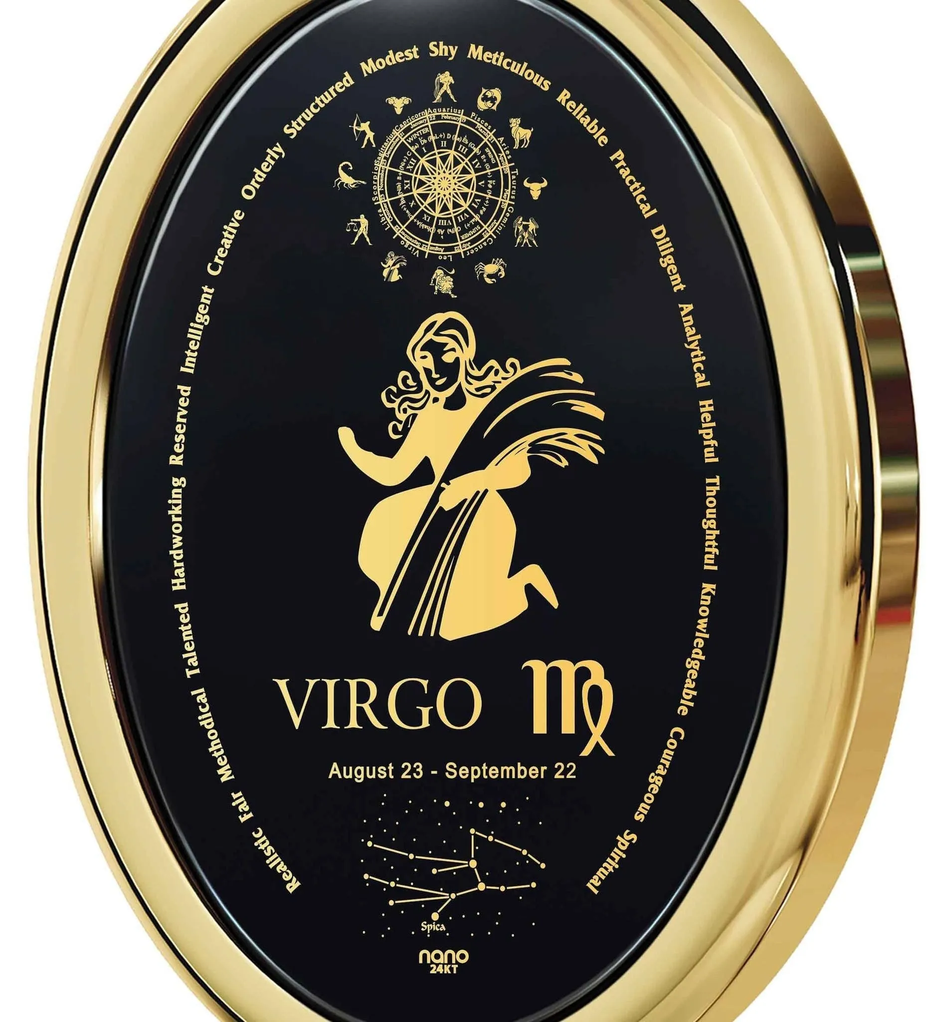 The World of Virgo, 14k Gold Necklace, Onyx