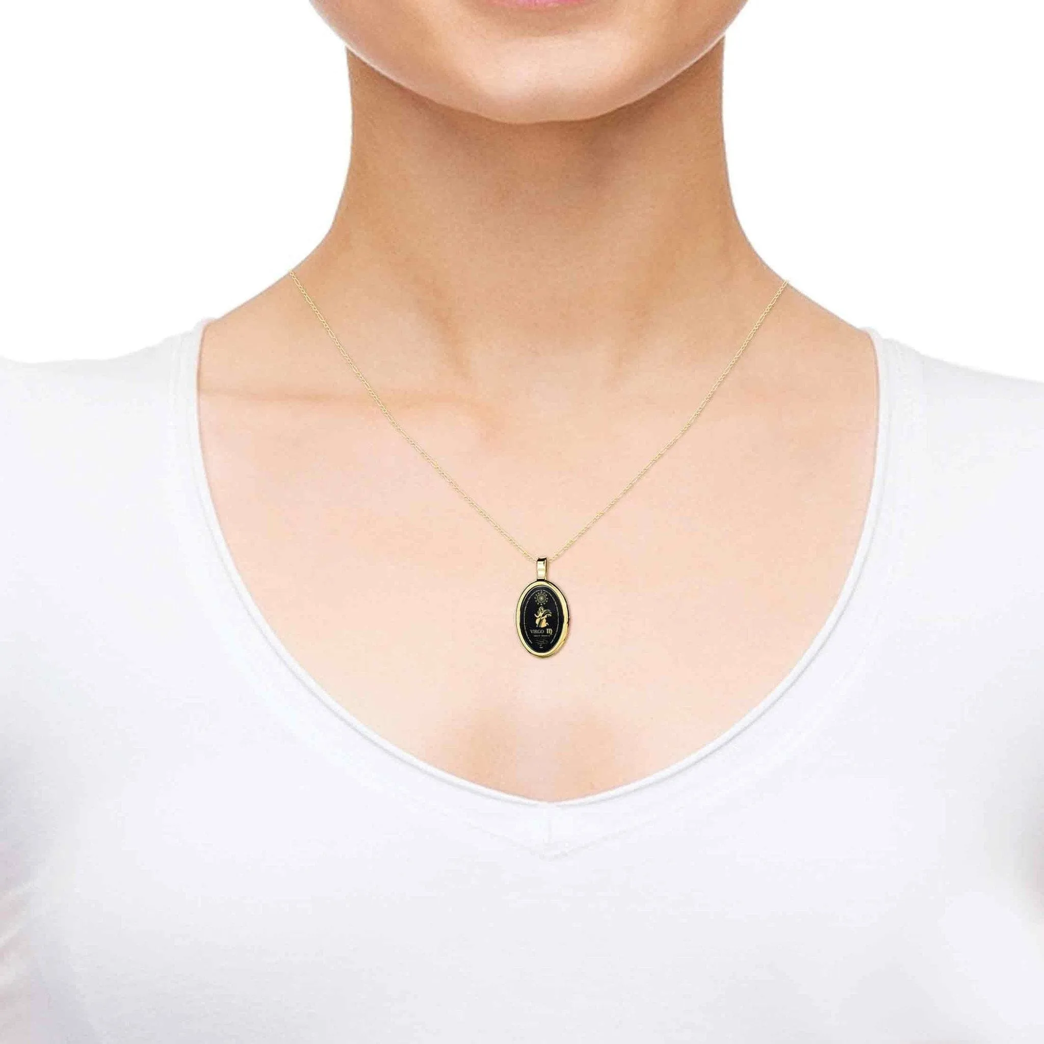 The World of Virgo, 14k Gold Necklace, Onyx