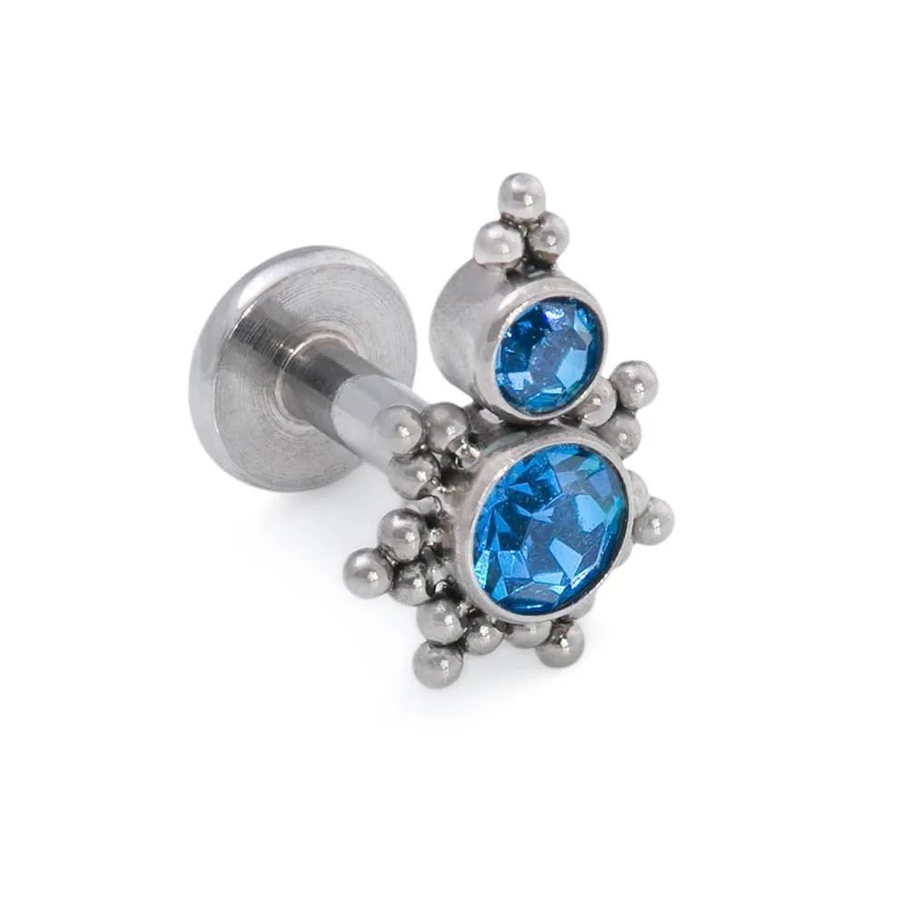 Tilum 14g-12g Internally Threaded Stacked Micron Beaded Jewel Titanium Top - Price Per 1