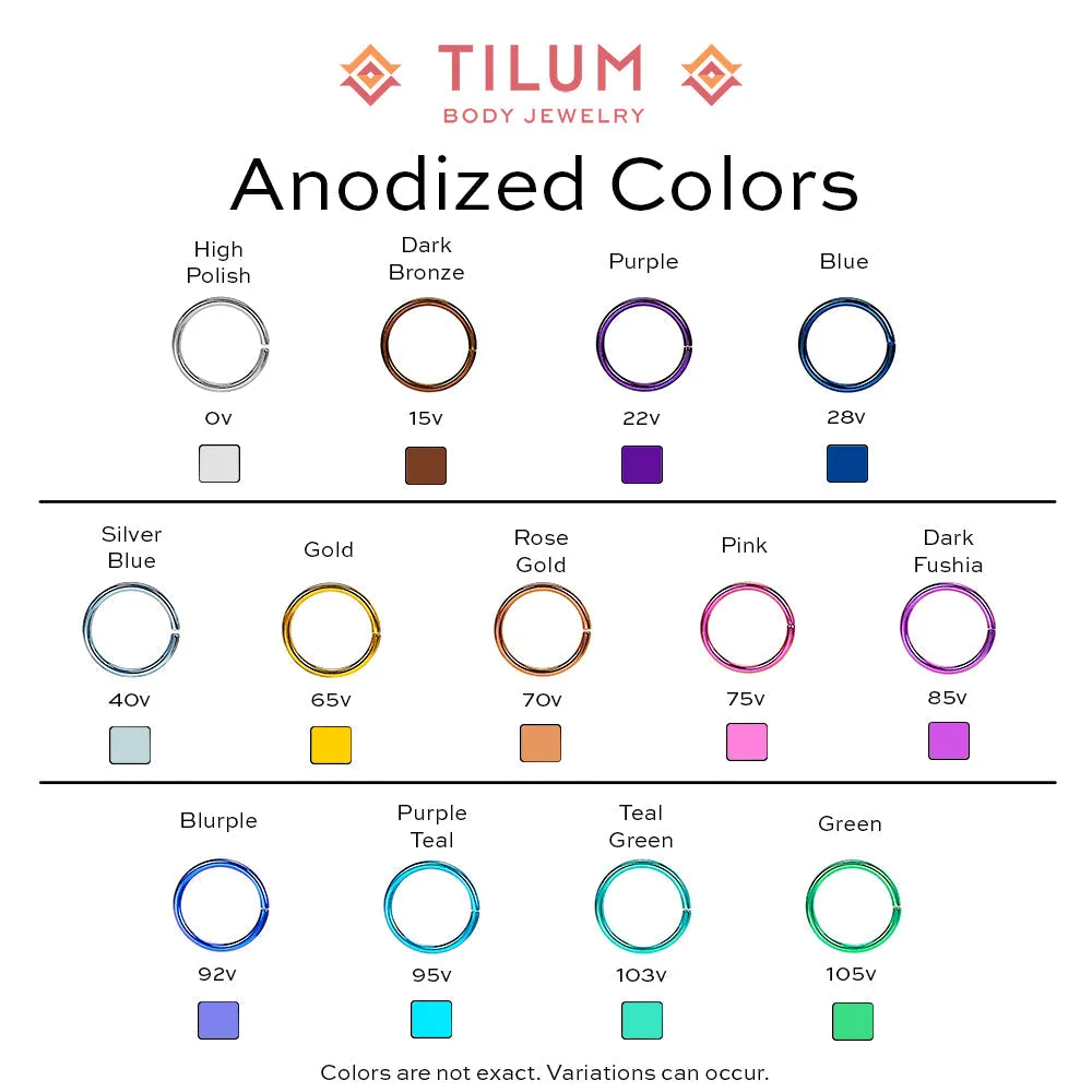 Tilum 14g-12g Internally Threaded Stacked Micron Beaded Jewel Titanium Top - Price Per 1