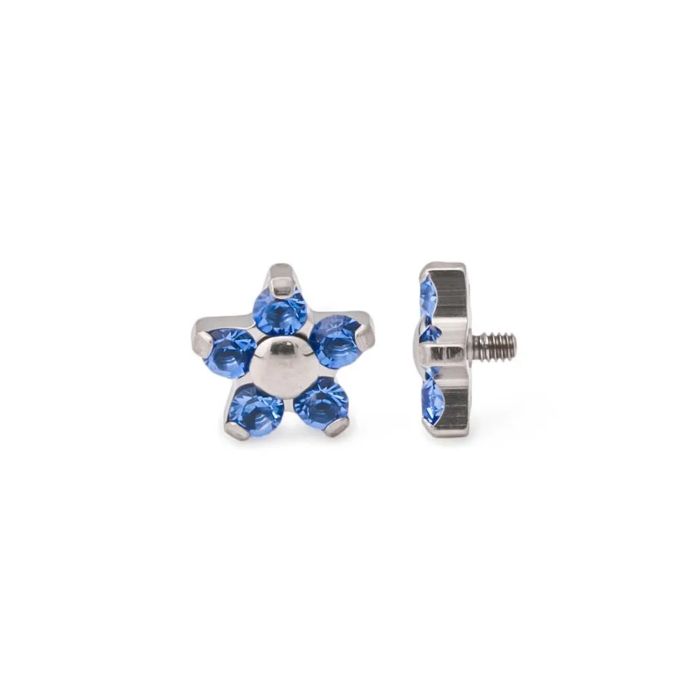 Tilum 14g-12g Internally Threaded Titanium Jewel Flower Top - Price Per 1