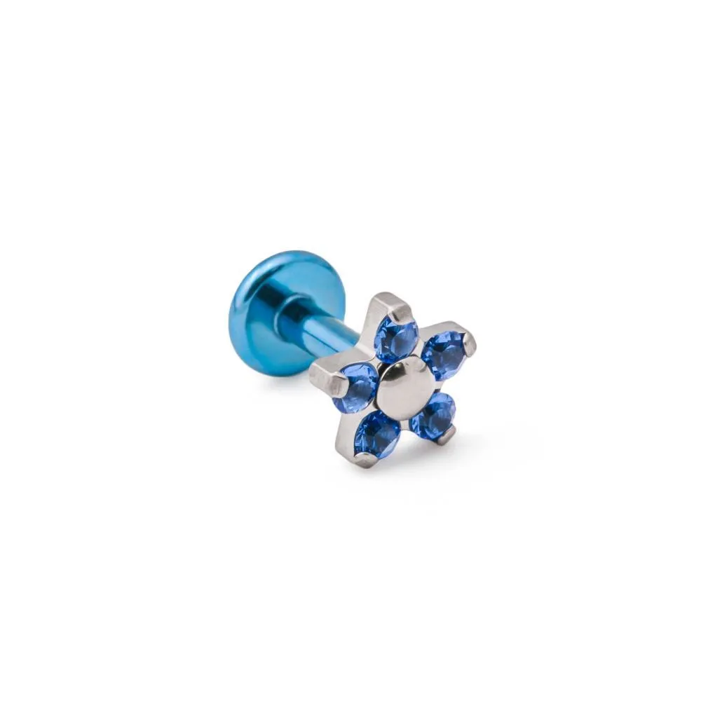 Tilum 14g-12g Internally Threaded Titanium Jewel Flower Top - Price Per 1