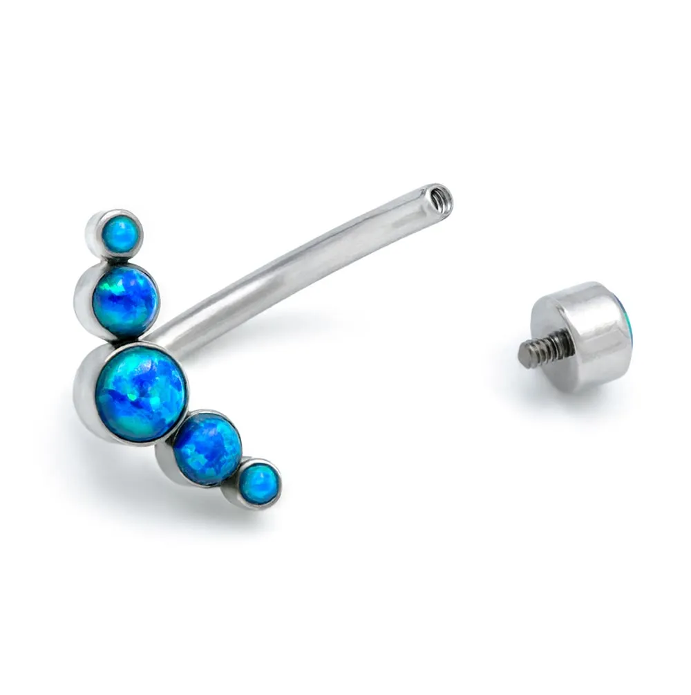 Tilum 14g 7/16” Crescent Opal Cluster Titanium Belly Button Ring