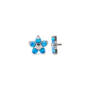 Tilum 18g-16g Internally Threaded Titanium Opal Flower Top - Price Per 1