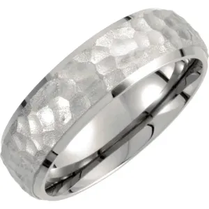 Titanium Hammered Finish Beveled-Edge Band