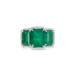 Triple Emerald & Diamond Ring