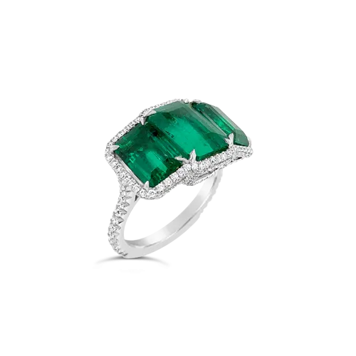 Triple Emerald & Diamond Ring