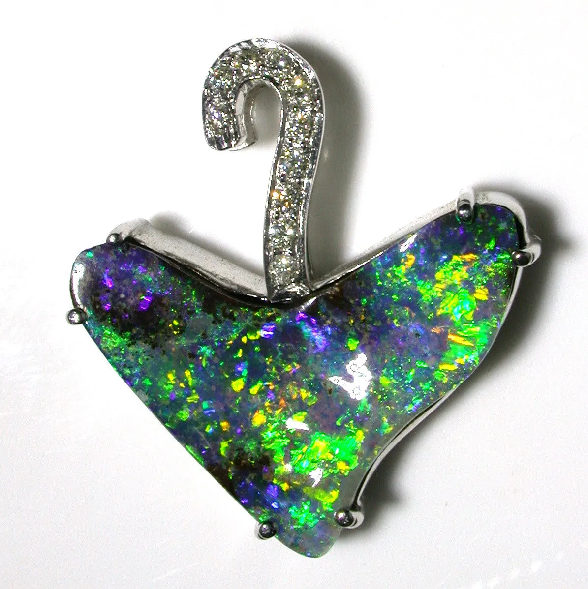 Very Bright Green and Gold solid boulder opal pendant