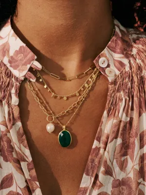 Wandering Soul Green Onyx & Pearl Pendant Necklace