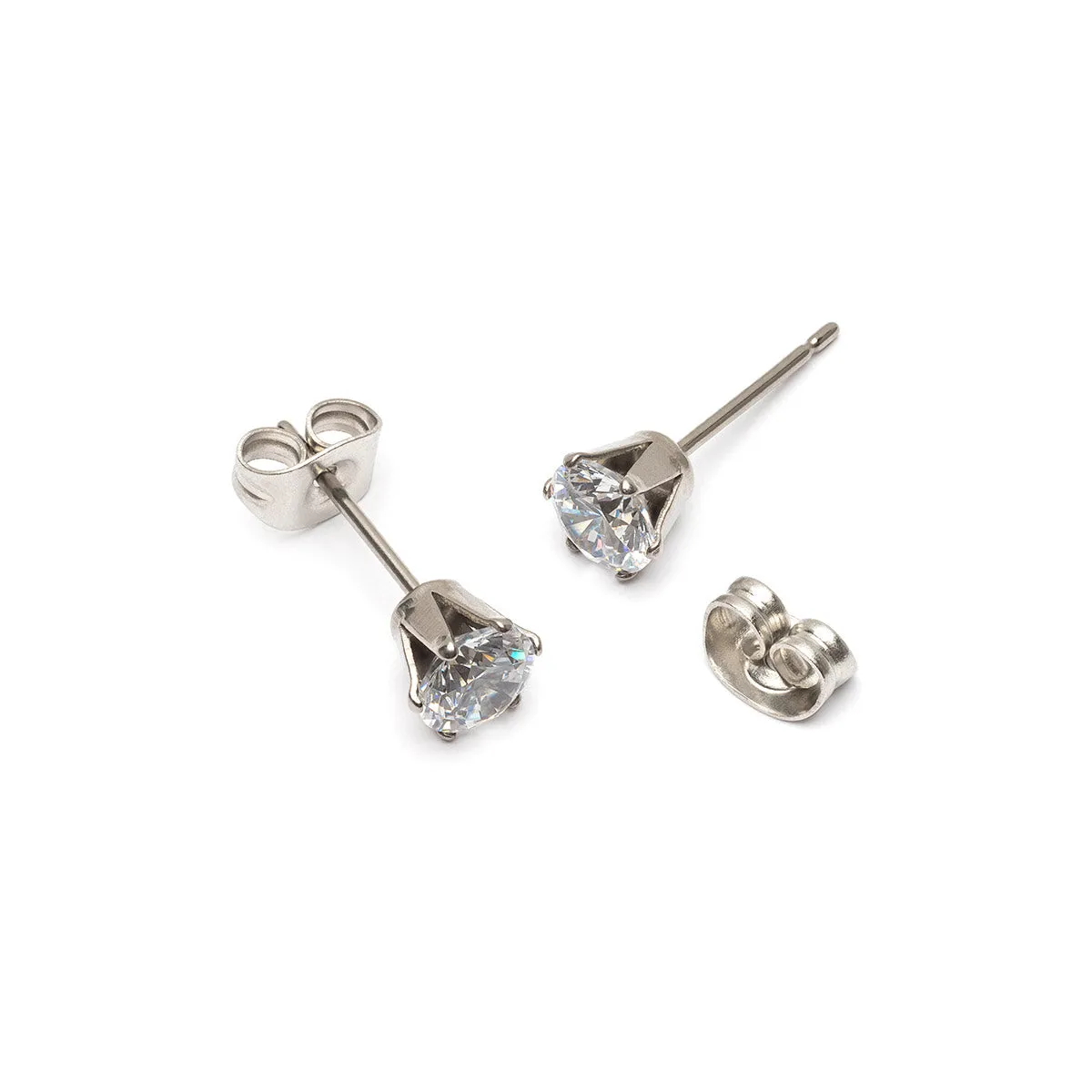 White Crystal Titanium Stud Earrings