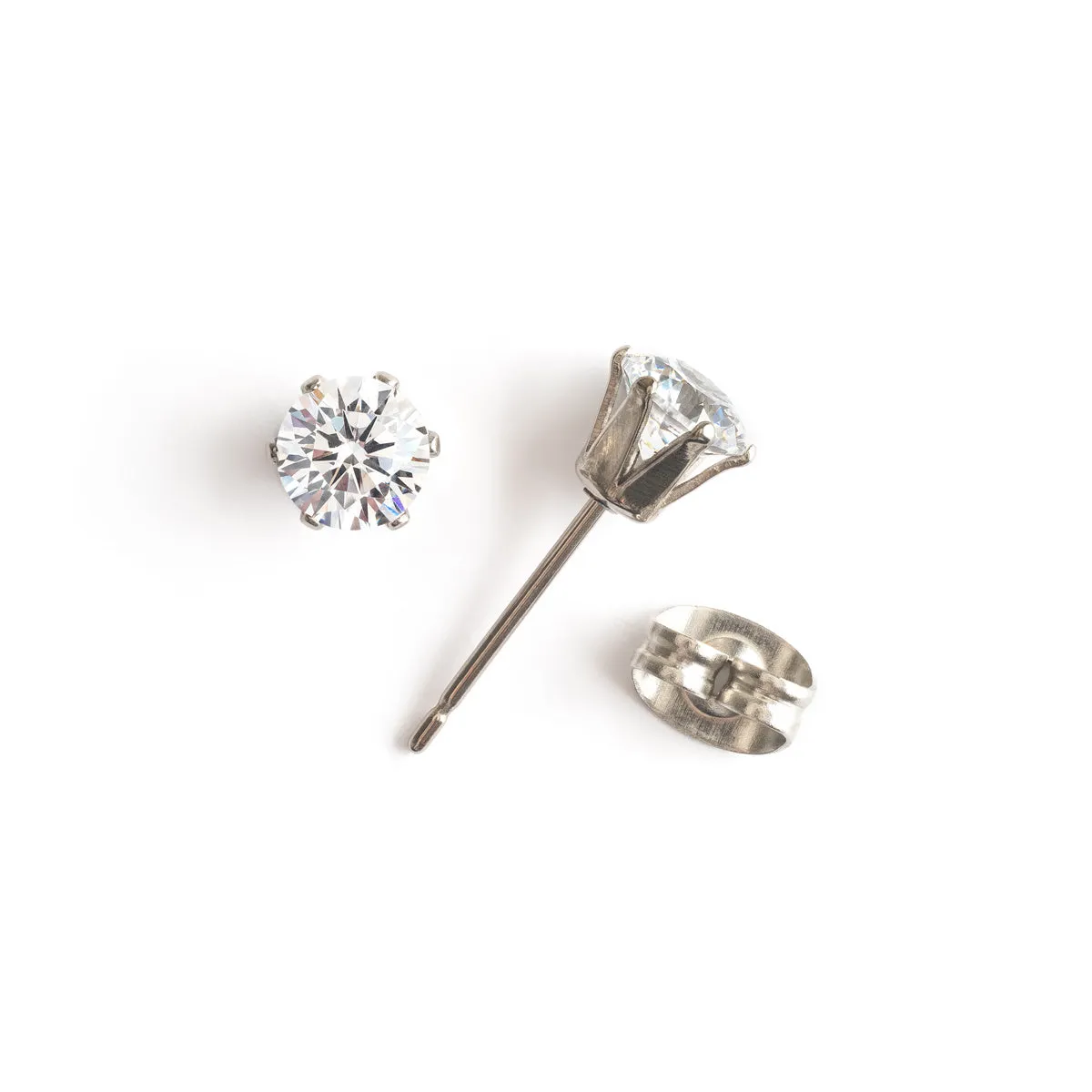 White Crystal Titanium Stud Earrings