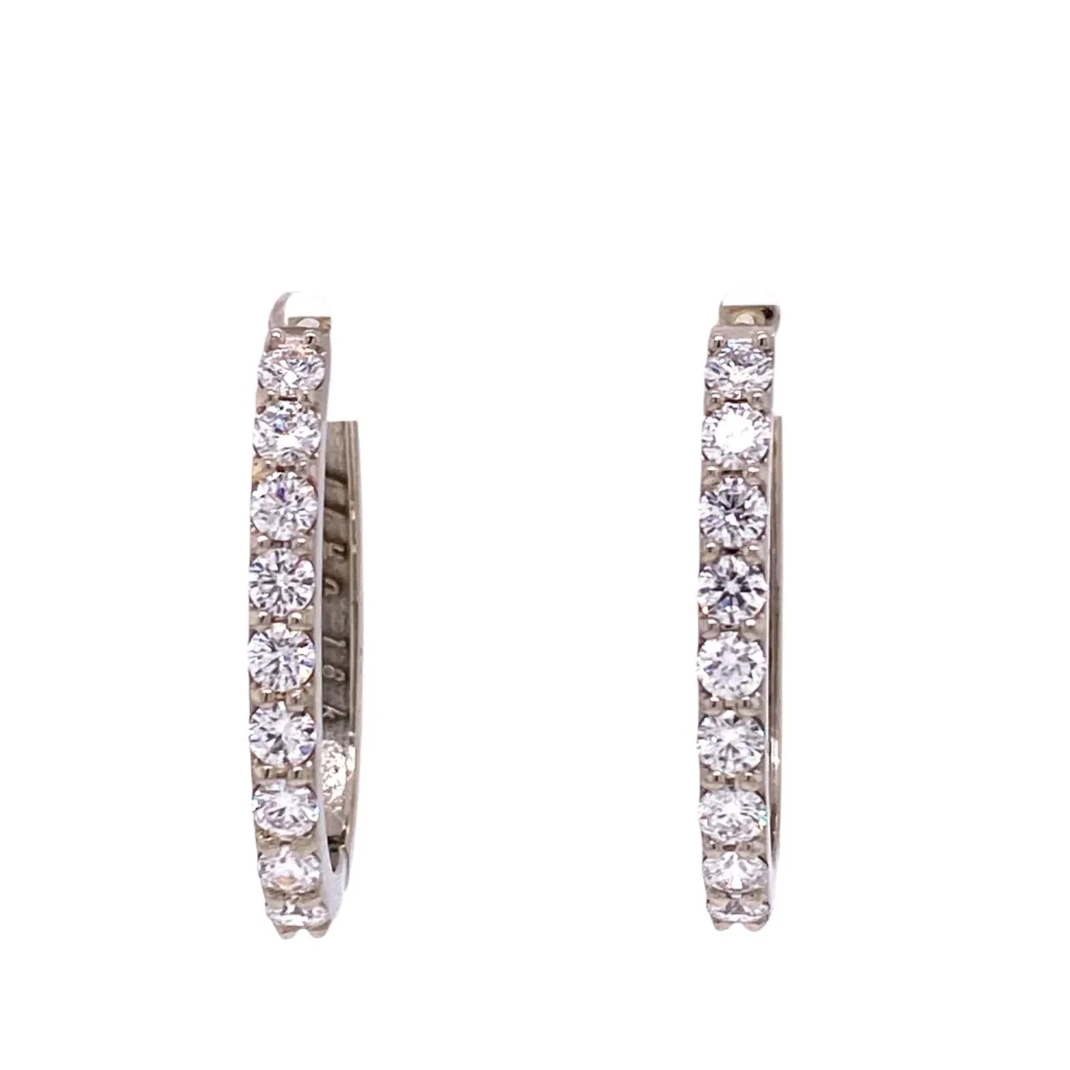 White Gold Diamond Huggie Earrings